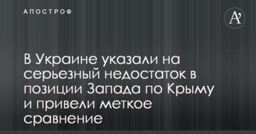 В Україні вказали на серйозний недолік в позиції Заходу по Криму і навели влучне порівняння