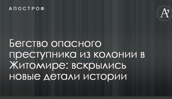Бегство опасного преступника из колонии в Житомире: вскрылись новые детали истории