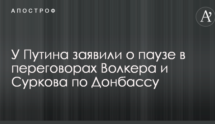 У Путина заявили о паузе в переговорах Волкера и Суркова по Донбассу