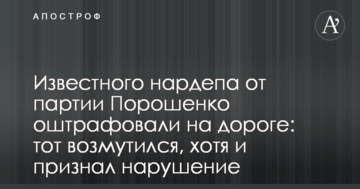 Відомого нардепа від партії Порошенка оштрафували на дорозі: той обурився, хоча і визнав порушення