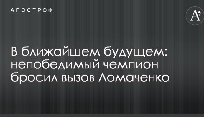 У найближчому майбутньому: непереможний чемпіон кинув виклик Ломаченку