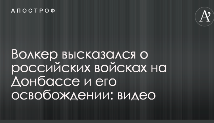 Волкер висловився про російські війська на Донбасі і його звільнення: опубліковано відео