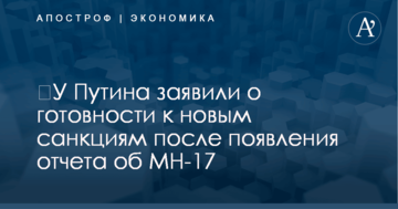 ​У Путина заявили о готовности к новым санкциям после появления отчета об MH-17