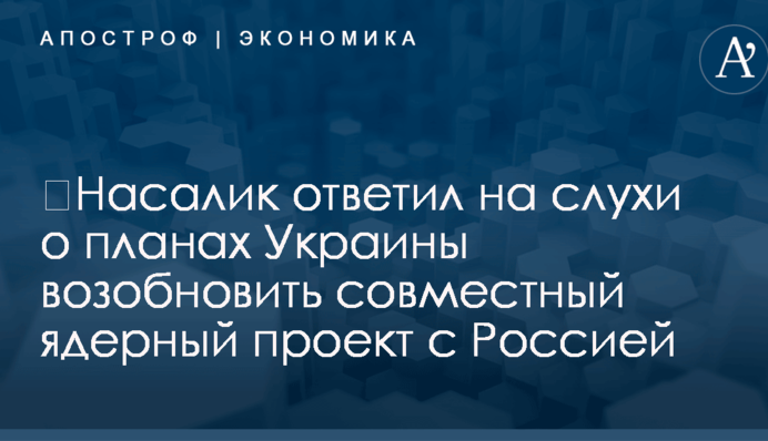 ​Насалик ответил на слухи о планах Украины возобновить совместный ядерный проект с Россией