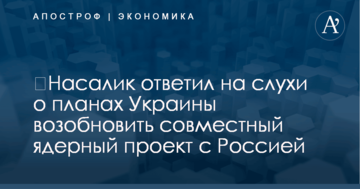 ​Насалик ответил на слухи о планах Украины возобновить совместный ядерный проект с Россией