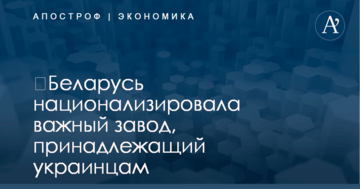 ​Беларусь национализировала важный завод, принадлежащий украинцам