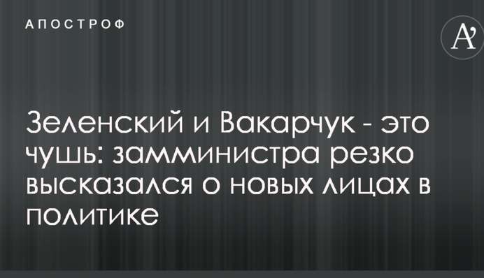 Зеленский и Вакарчук - это чушь: замминистра резко высказался о новых лицах в политике