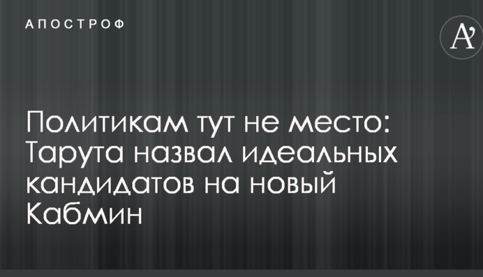 Политикам тут не место: Тарута назвал идеальных кандидатов на новый Кабмин