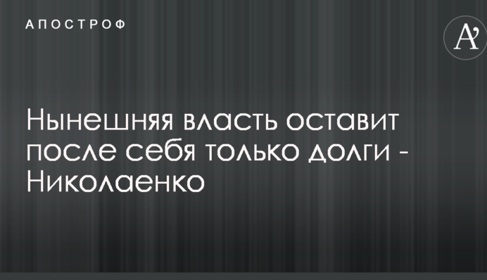 Нынешняя власть оставит после себя только долги - Николаенко
