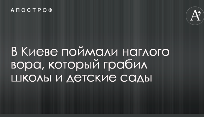 В Киеве поймали наглого вора, который грабил школы и детские сады