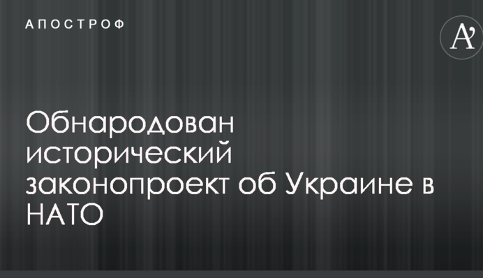 Обнародован исторический законопроект об Украине в НАТО