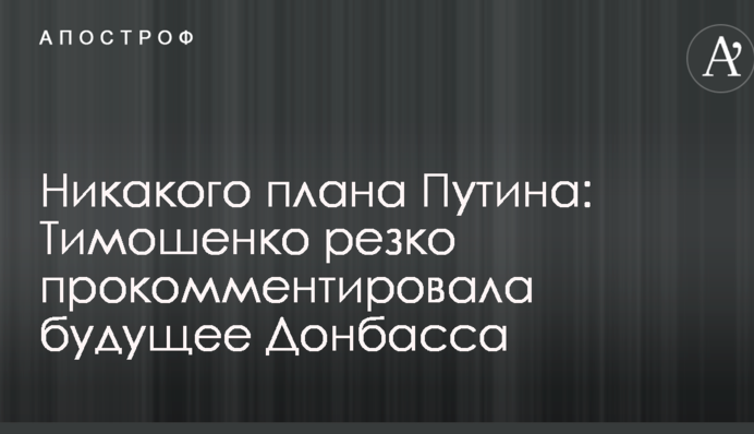 Ніякого плану Путіна: Тимошенко різко прокоментувала майбутнє Донбасу