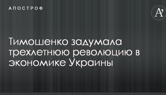 Тимошенко задумала трирічну революцію в економіці України