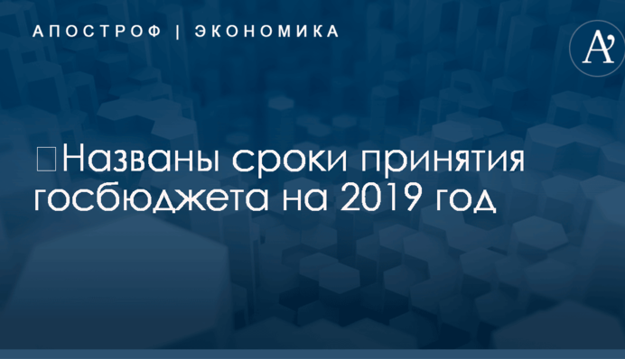 ​Названы сроки принятия госбюджета на 2019 год