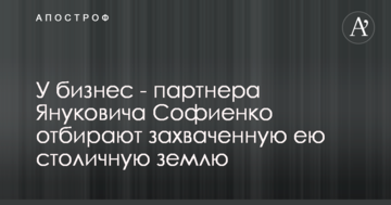 У бізнес - партнера Януковича Софієнко відбирають захоплену нею столичну землю