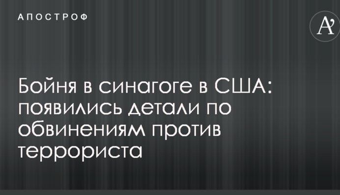 Бойня в синагоге в США: появились детали по обвинениям против террориста