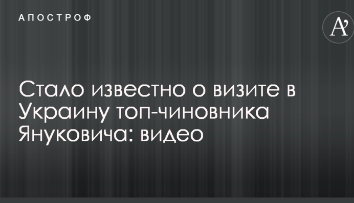 Стало известно о визите в Украину топ-чиновника Януковича: видео