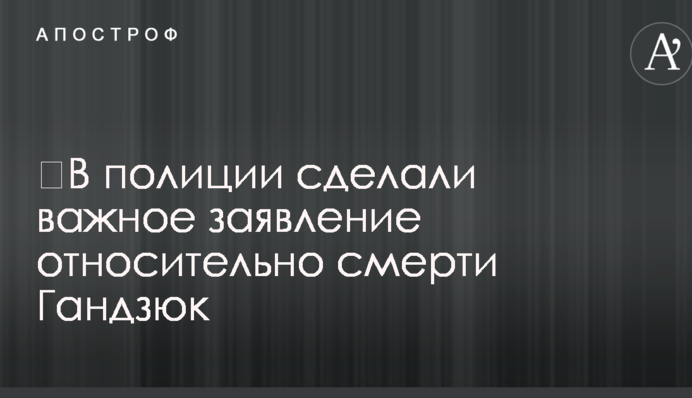 ​В полиции сделали важное заявление относительно смерти Гандзюк