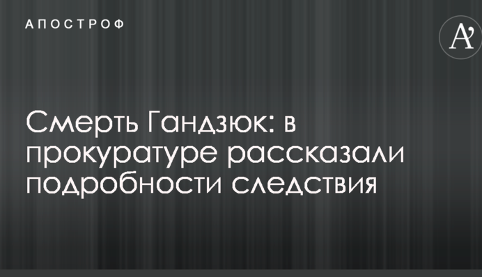 Смерть Гандзюк: в прокуратуре рассказали подробности следствия