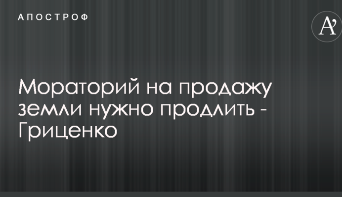 Мораторий на продажу земли нужно продлить - Гриценко
