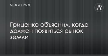 Гриценко пояснив, коли має з'явитися ринок землі