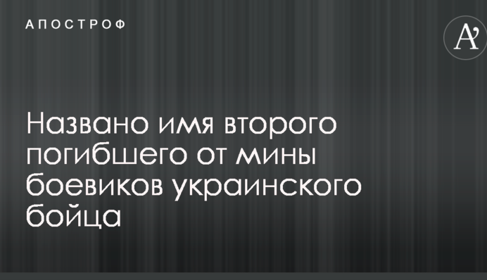 Названо имя второго погибшего от мины боевиков украинского бойца
