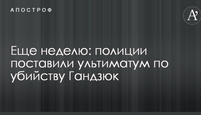 Ще тиждень: поліції поставили ультиматум щодо вбивства Гандзюк
