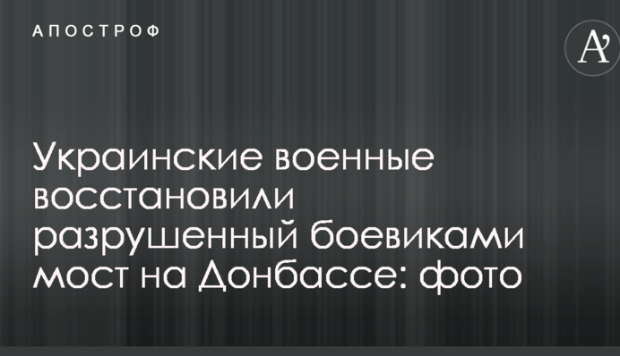 Украинские военные восстановили разрушенный боевиками мост на Донбассе: фото