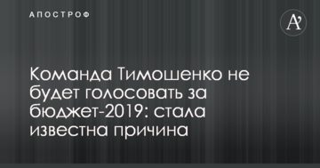 Команда Тимошенко не голосуватиме за бюджет-2019: стала відома причина