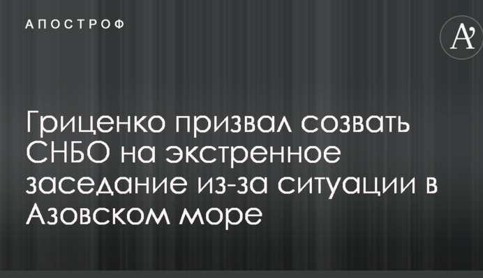 Гриценко вимагає скликати екстрене засідання РНБО через ситуацію в Азовському морі