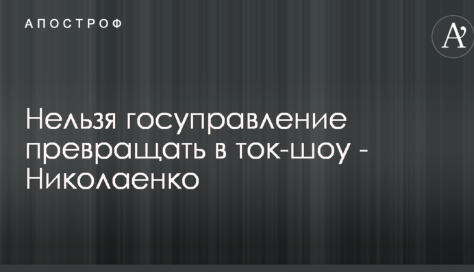 Нельзя госуправление превращать в ток-шоу - Николаенко