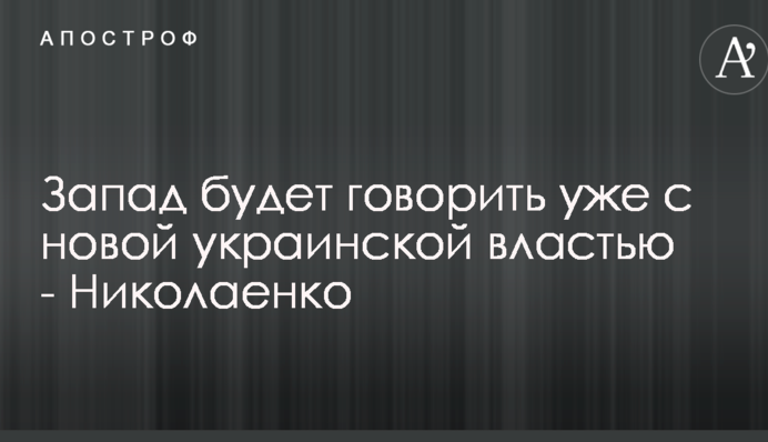 Запад будет говорить уже с новой украинской властью - Николаенко