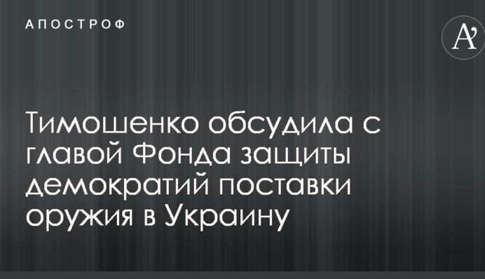 Тимошенко обговорила з главою Фонду захисту демократій поставки зброї в Україні