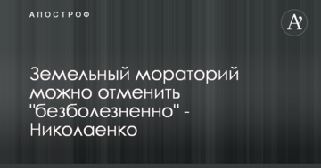 Земельный мораторий можно отменить "безболезненно" - Николаенко