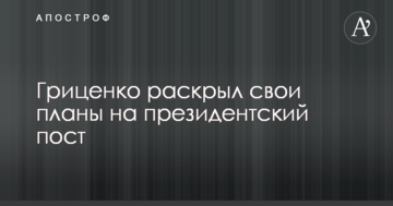 Гриценко розкрив свої плани на президентський пост