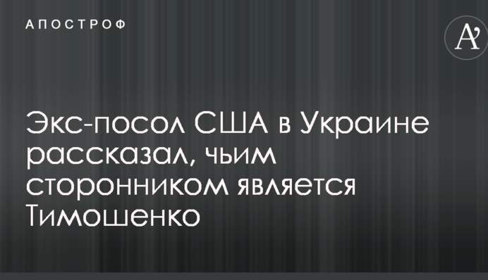 Экс-посол США в Украине рассказал, чьим сторонником является Тимошенко