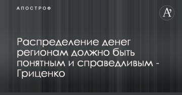 Розподіл грошей регіонам має бути зрозумілим і справедливим - Гриценко