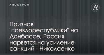 Признав "псевдореспублики" на Донбассе, Россия нарвется на усиление санкций - Николаенко