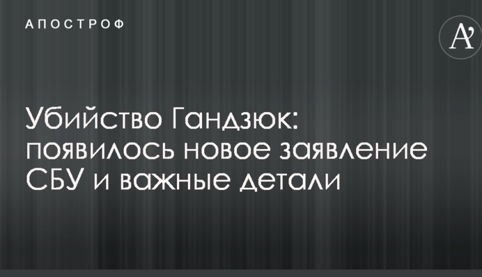 ​Вбивство Гандзюк: з'явилася нова заява СБУ і важливі деталі