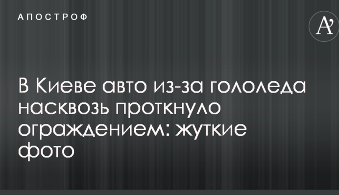 В Киеве авто из-за гололеда насквозь проткнуло ограждением: жуткие фото