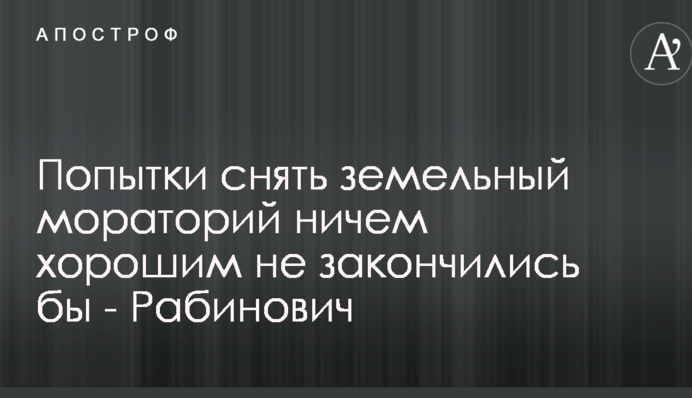 Попытки снять земельный мораторий ничем хорошим не закончились бы - Рабинович