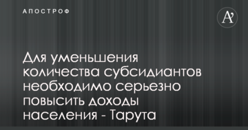 Чтобы сократить субсидии, необходимо серьезно повысить доходы населения - Тарута