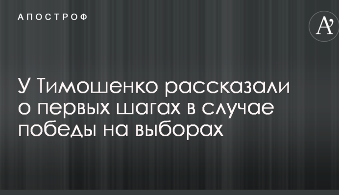 У Тимошенко рассказали о первых шагах в случае победы на выборах