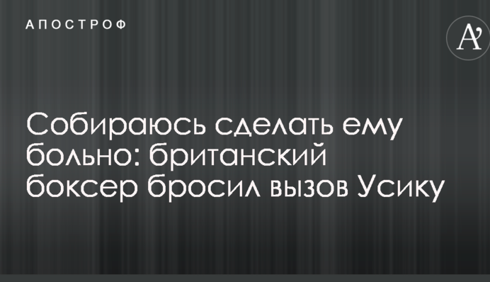 Собираюсь сделать ему больно: британский боксер бросил вызов Усику