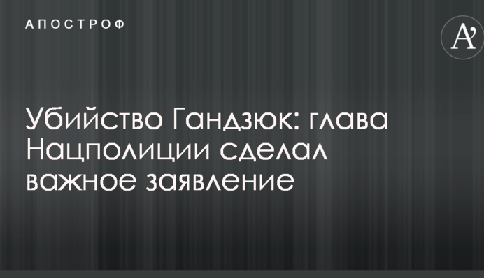 Вбивство Гандзюк: глава Нацполіції зробив важливу заяву