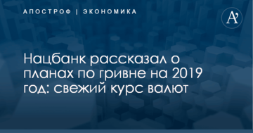 Нацбанк рассказал о планах по гривне на 2019 год: свежий курс валют