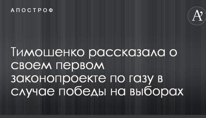 Тимошенко розповіла про свій перший законопроект щодо газу в разі перемоги на виборах