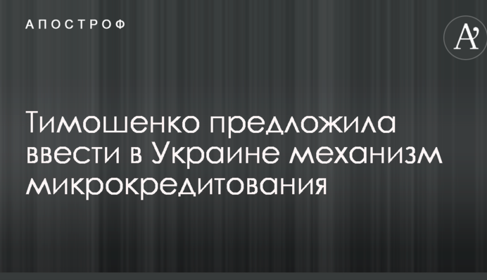Тимошенко запропонувала ввести в Україні механізм мікрокредитування