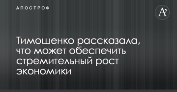 Тимошенко розповіла, що може забезпечити стрімкий розвиток економіки