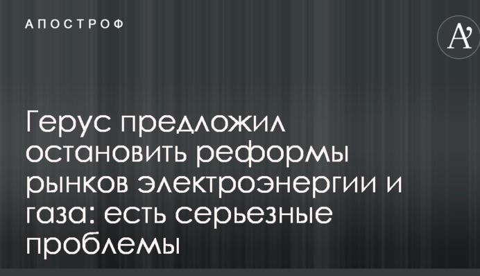 Герус предложил остановить реформы рынков электроэнергии и газа